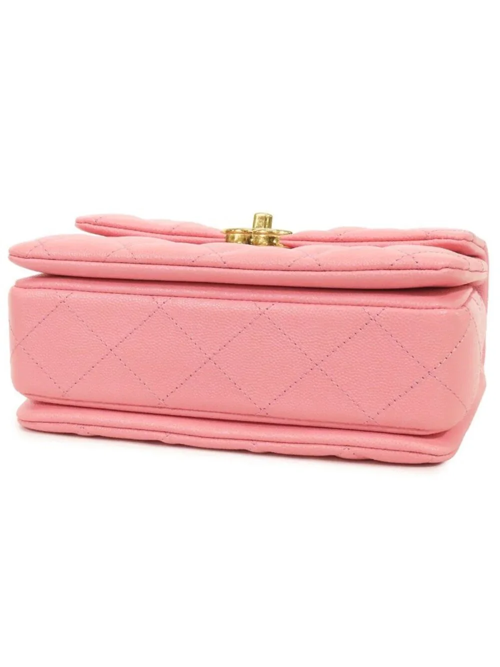 Chanel Chain Pink Gold Caviar Leather Quilted 20 Single Flap Shoulder Bag